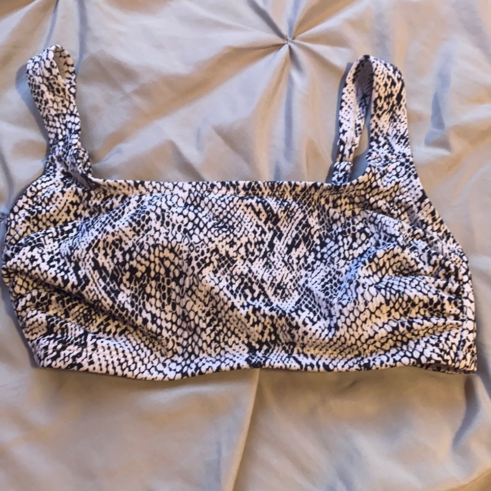 Square Neck Snake Skin Pattern Bikini Top
